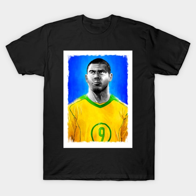 Ronaldo Nazário- R9 -  Brazil Football Artwork T-Shirt by barrymasterson